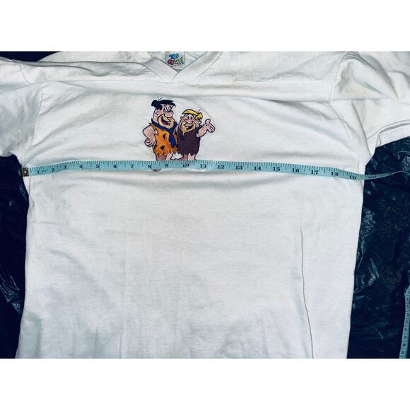 VINTAGE 90's TOO CUTE BRAND FLINTSTONES FOOTBALL JERSEY RAGLAN TEE - Picture 3 of 10